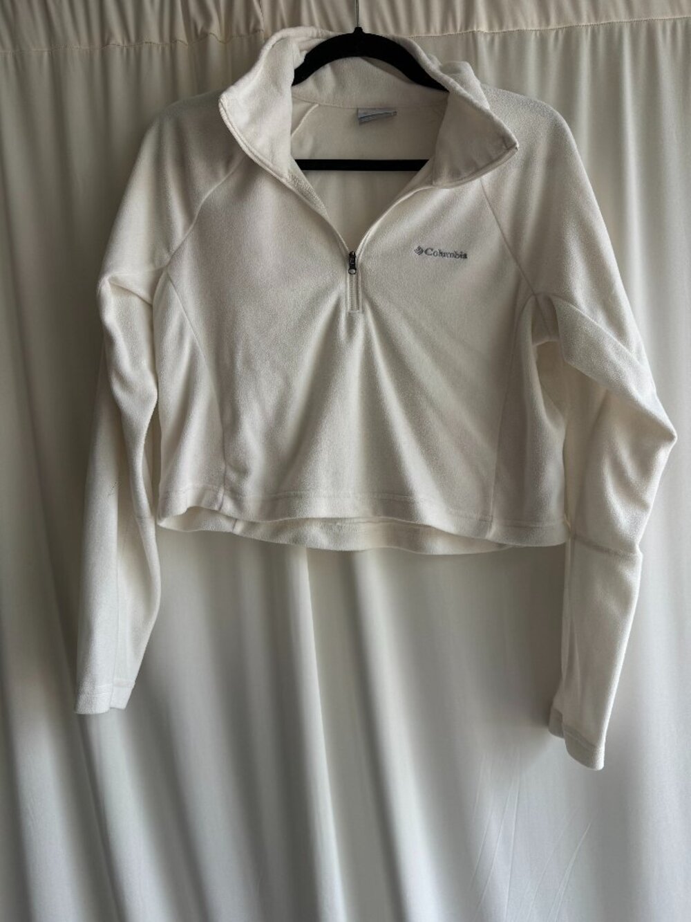 Columbia White Cropped Fleece Quarter Zip Pullover Small